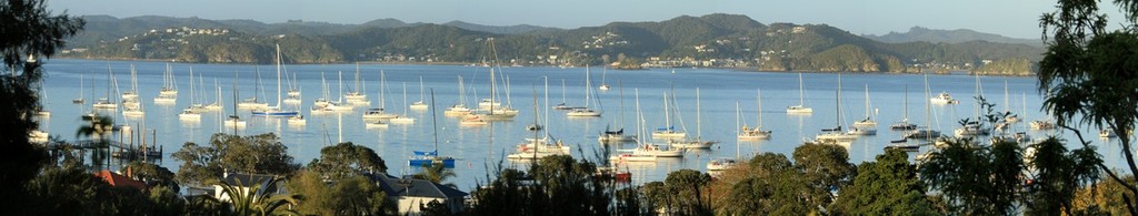 Coastal Classic 2012 panorama viewed from the bed and breakfast Villa Russell www.villarussell.co.nz © Steve Western www.kingfishercharters.co.nz